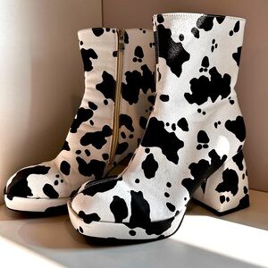 Cowprint Heeled Boot